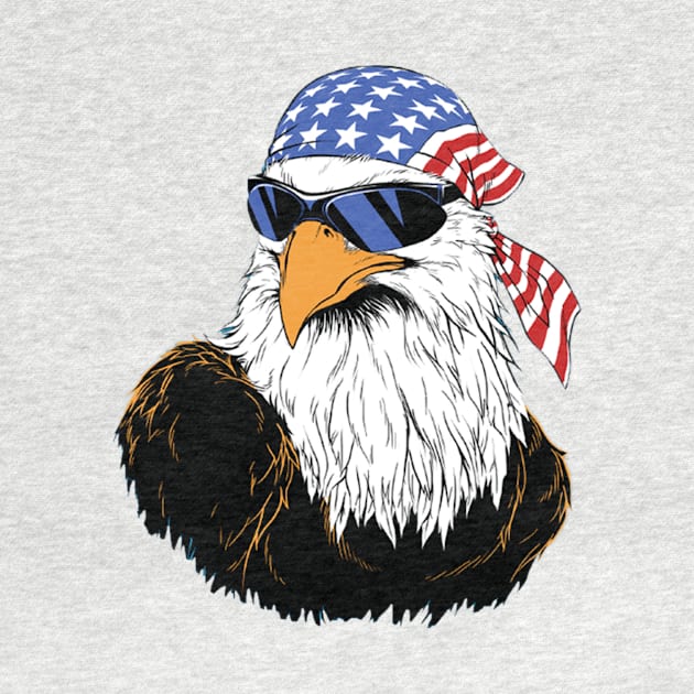 4th of July - Patriotic Eagle with Glasses - Flag USA - Sticker by JMPrint